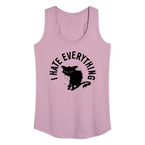 Women's - Instant Message - I Hate Everything Cat Graphic Racerback Tank - 1 of 4