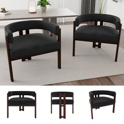 MOONMISS Modern Accent Chair Chenille Upholstered Armchair with Open Back,2PCS