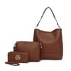 MKF Collection Wren Vegan Leather Women’s Hobo with Pouch and Wristlet Wallet by Mia K- 3 pieces - Cognac - 2 of 4