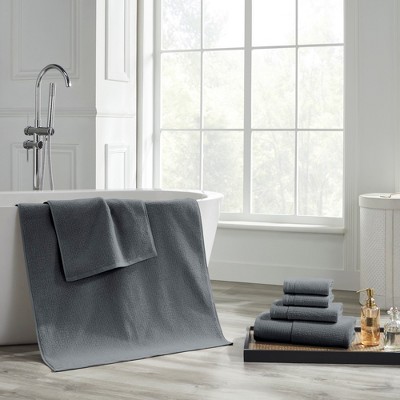 Carbon Gray Cotton Waffle-Rib 6-Piece Towel Set
