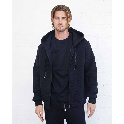 Spruce Fashion Oversized Zeno Quilted Jacquard Zip-Up Hoodie