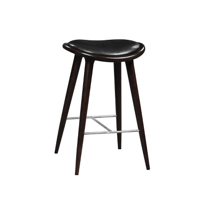 Lucio 28" Oval Backless Black Saddle Wood & Metal Barstool