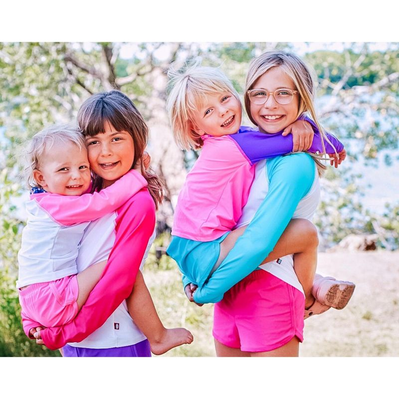 City Threads USA-Made Girls UPF 50+ Color Block Long Sleeve Rashguard Tee, 2 of 5