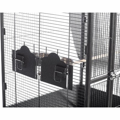 Large Black Powder-Coated Steel Bird Cage with Stand