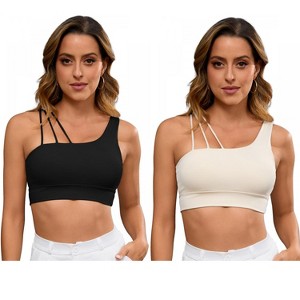 INSPIRE CHIC 2 Pcs Women's Three Spaghetti Thin Straps Asymmetrical Sports Bras - 1 of 4