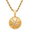 Steeltime 24" Men's 18k gold plated stainless steel and simulated diamonds basketball pendant - 2 of 4