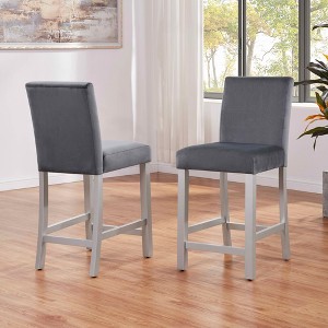 MAYEERTY Set of 4 Dining Chairs, Padded Seat, Dining Room Kitchen, White & Gray - 1 of 4