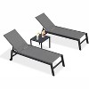 PURPLE LEAF Patio Chaise Lounge Set 2 Pieces Textilene Pool Lounge Chairs with Wheels Sunbathing Chair for Outdoor, Beach, Yard, Side Table Included - 4 of 4