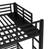 TopComfy Beds Twin over Twin Queen Bunk Bed Metal Triple Bunk Bed with Safety Guardrails Bedroom Furniture for Bedroom, Black, 77.8"*67.1"*145.29" - 3 of 4
