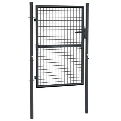 VidaXL Mesh Garden Gate Galvanised Steel 39.4 inches x68.9 inches  Gray