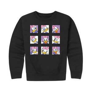 Girls' - Disney - Daisy Emotions Grid Graphic Long Sleeve Fleece Sweatshirt - 1 of 4