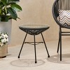 VisioGear Square End Table, Rattan End Table with Glass Top, Patio Coffee Bistro Table for Indoor Garden Porch Balcony, Black, 17.75"*17.75"*18" - 4 of 4