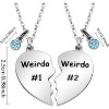 Friendship Gift, Weirdo 1 Weirdo 2 Split Heart Pendant Necklaces BFF Gift for Best Friend - 2 of 4