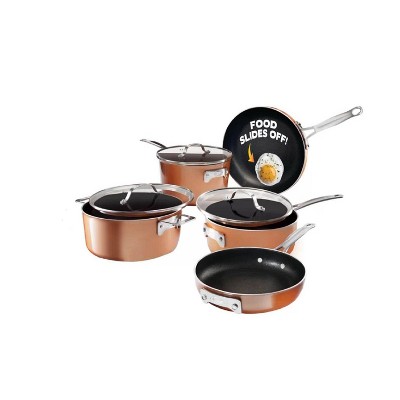 Gotham Steel Cast Textured Copper 8pc Stacking Cookware Set