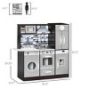 SEVOBAL Wooden Kids Play Kitchen with Washing Machine Microwave Refrigerator Utensils and Storage for Pretend Play, Brown, 35.5"*11.5"*35.5" - 4 of 4