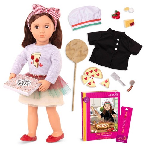 American Girl pizza hut pizza box and pan for 18" dolls NEW