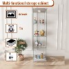ORRD Modern Glass Display Cabinet with LED Lights, Tempered Glass Bookshelf with 4 Shelves & Wheels, Quick Assembly Antique Cabine,Black - 4 of 4
