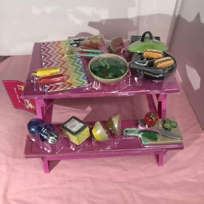 Our Generation Picnic Table Set With Play Food Accessories For 18 Dolls -  Pink : Target