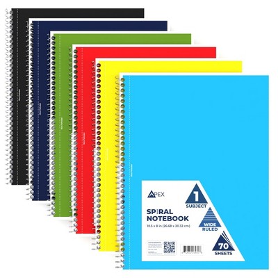 Assorted Spiral Notebook Wide-Ruled 70 Sheets (48 Packs)