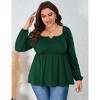Coolmee Womens Plus Size Peplum Tops Puff Long Sleeve Square Neck Blouse Ruffle Hem Pullover Babydoll Top - 4 of 4