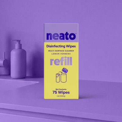 neato Wipes All-Purpose Cleaners - Refill Pack 75 Wipes - Lemon