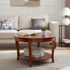 LIVAREEmlen Traditional Round Coffee Table with Open Storage Shelf,2-Tier Storage Wood Center Circle Accent Table (Brown) - 2 of 4