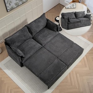 RISOKEYS 59.5 Inch Corduroy Sofa Bed - Convertible Sleeper Sofa with Side Storage for Living Room, Bedroom, Apartment - 1 of 4