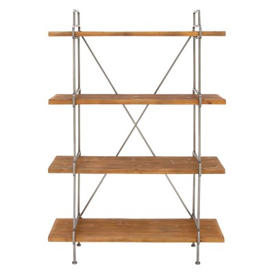 67" Metal and Wood 4 Tier Shelf Dark Brown - Olivia & May