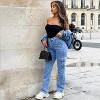 Mocamel Women's High Waist Multi Pocket Straight Frock Denim Jeans Street Punk Style - 2 of 4