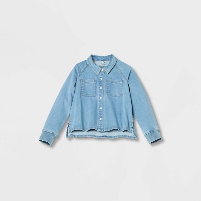 Women's Adaptive Long Sleeve Button-down Denim Shirt - Universal