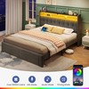 Greenstell Bed Frame with Headboard, Bed Frame with Storage Drawers, Charging Station and LED Lights - 2 of 4