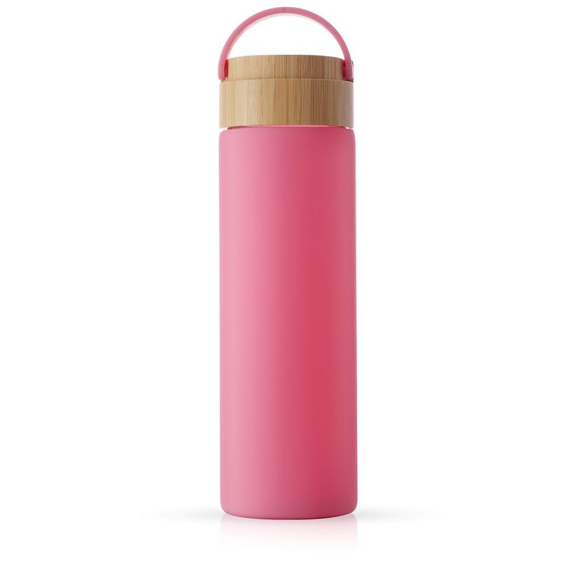 JoyJolt Glass Water Bottle with Carry Strap & Non Slip Silicone Sleeve - 20 oz - Pink, 1 of 8