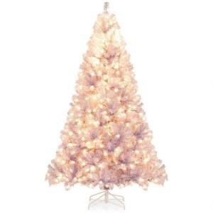 Resenkos Medium Pre-Lit Tinsel Artificial Christmas Tree with Lights - Pink - 1 of 4