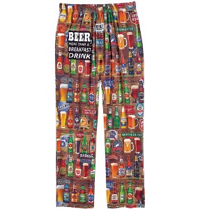 Collections Etc Beer For Breakfast All-Over Beer Graphics Lounge Pants - 1 of 4