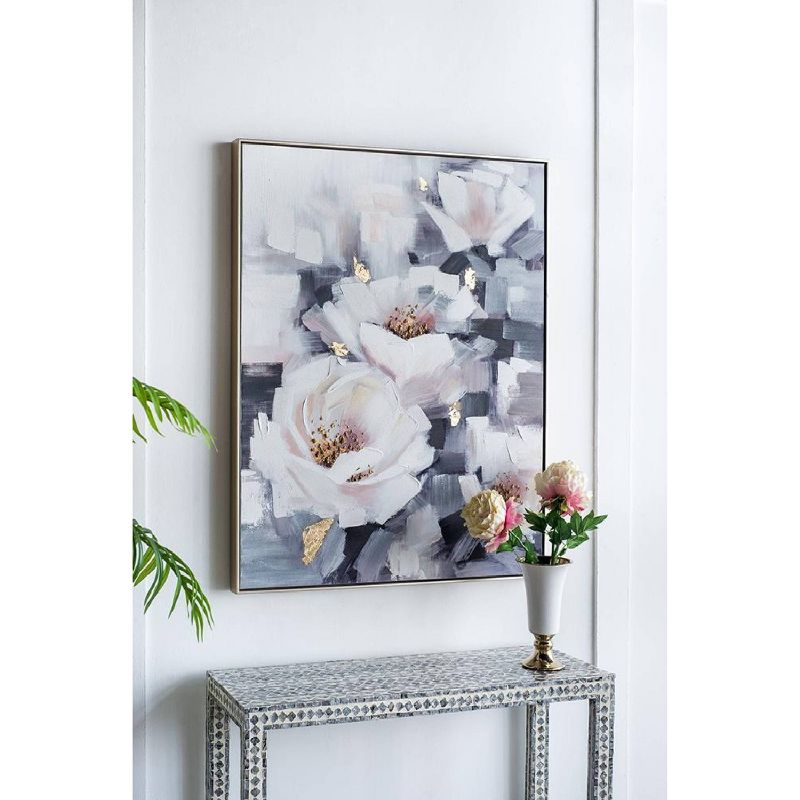 32.5&#34;x40&#34; Blooming White Florals Hand Painted Champagne Framed Wall Art Blue - A&#38;B Home, 3 of 20