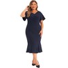 Agnes Orinda Women's Plus Size Wrap V Neck Flutter Short Sleeve Cocktail Party Bodycon Dresses - 3 of 4