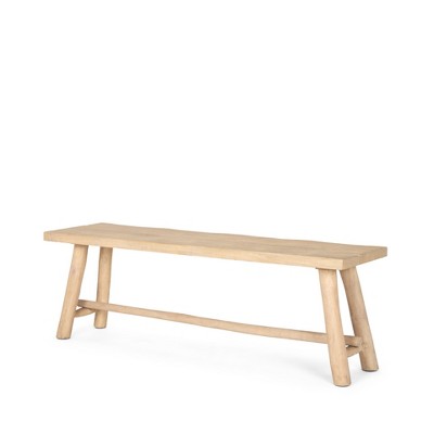 HomeRoots 56" Natural Distressed Solid Wood Live Edge Bench