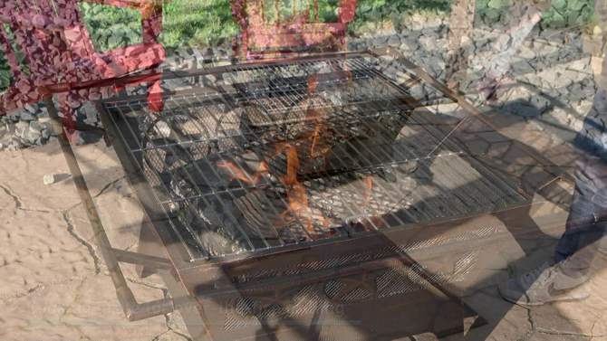 Sunnydaze Outdoor Camping or Backyard Steel Northern Galaxy Fire Pit with Cooking Grill Grate, Spark Screen, and Log Poker - 32", 2 of 15, play video