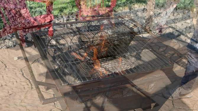 Sunnydaze Outdoor Camping or Backyard Steel Northern Galaxy Fire Pit with Cooking Grill Grate, Spark Screen, and Log Poker - 32", 2 of 15, play video