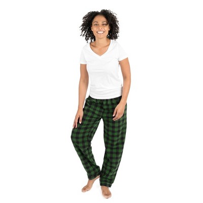 Leveret Womens Fleece Christmas Pants Plaid Black And Green Xl : Target
