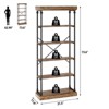 Coolmee Industrial 6 Tier Bookshelf, Metal Frame Rustic Tall Standing Bookcase, Large Vintage Display Rack for Bedroom, Living Room and Home Office - 2 of 4
