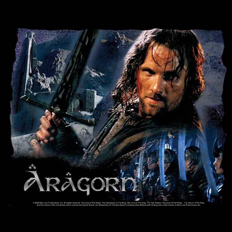 Men's The Lord of the Rings Two Towers Aragorn Ready for Battle T-Shirt, 2 of 6