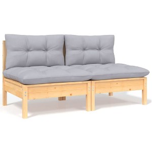 VidaXL 2-Seater Patio Sofa with Gray Cushions Solid Pinewood - 1 of 4