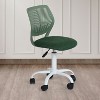 FurnitureR Desk Chair, Home Office Chair Armless with Padded Fabric Cushion and Plastic Mid Back Rolling Adjustable Swivel Computer Chair, Dark Green - 2 of 4