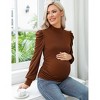 Clearlove Turtleneck Puff Sleeves Long Sleeve Ribbed Pleated Sweater Pullover Spring Casual Shirts for Women - 4 of 4