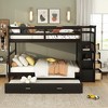 Polibi Full Over Full Bunk Bed with Pull-Out Twin Trundle, Storage Staircase & Safety Guardrails - 2 of 4
