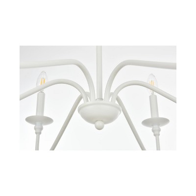 Elegant White Iron 36" 6-Light Dimmable Chandelier