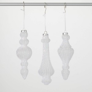 8"H  8"H & 9"H Sullivans Christmas Opaque White Finial Ornaments Set of 3  White - 1 of 2
