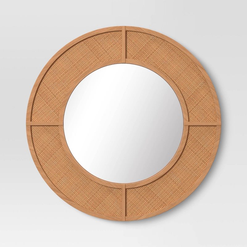 28&#34; Caning Round Wall Mirror Natural - Threshold&#8482;, 1 of 4