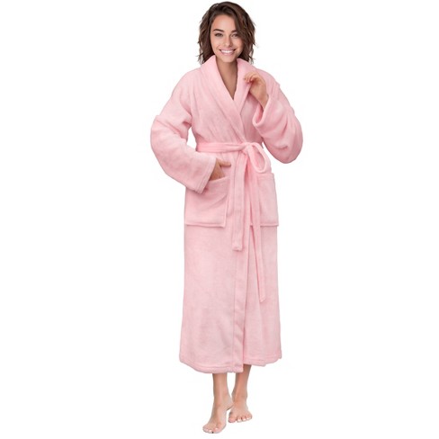 PAVILIA Soft Plush Women Fleece Robe, Black Cozy Bathrobe, Female